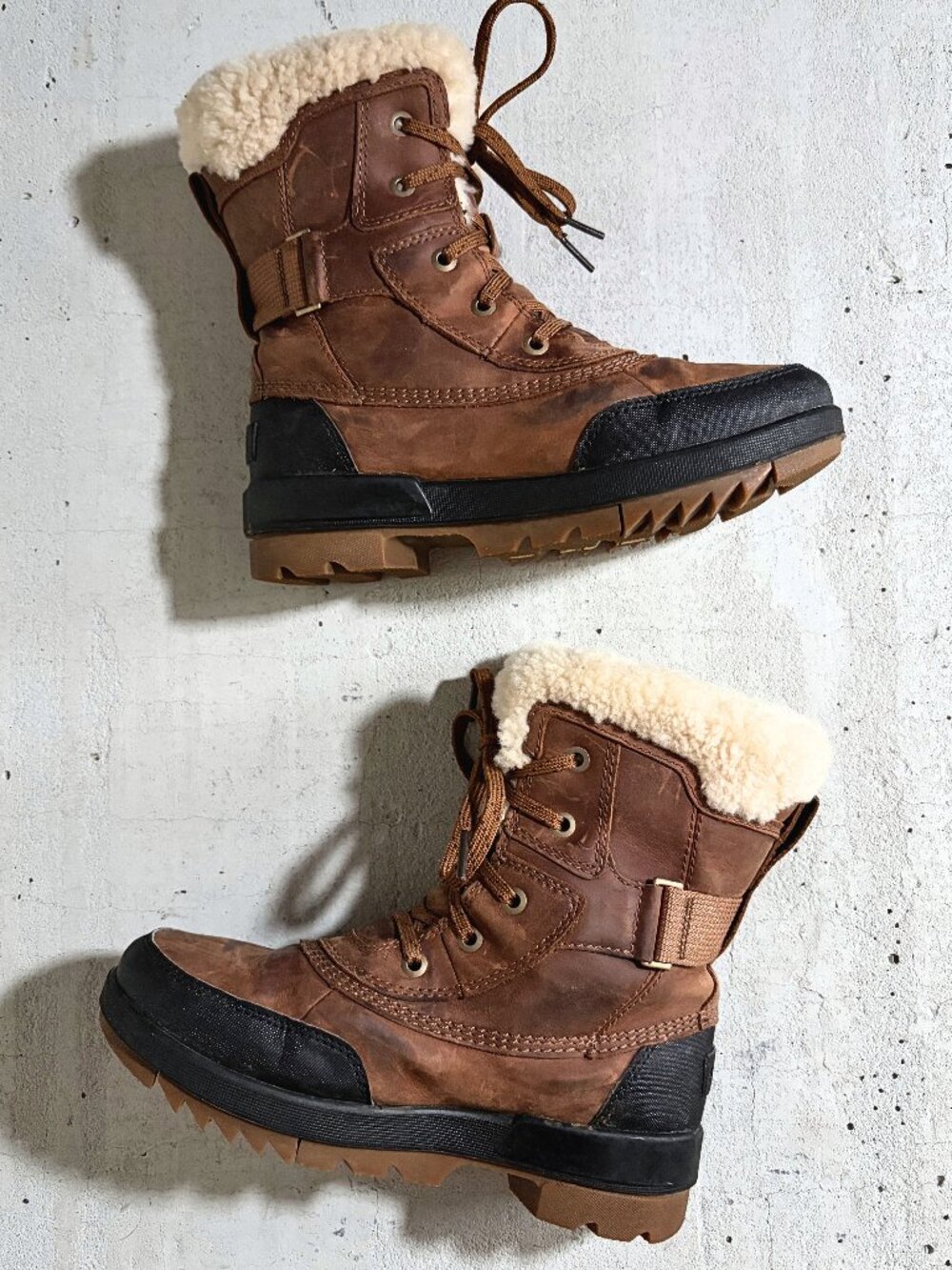 SOREL Brown Leather Waterproof Sherpa Lined Lace Up Winter Boots Women's 6.5
